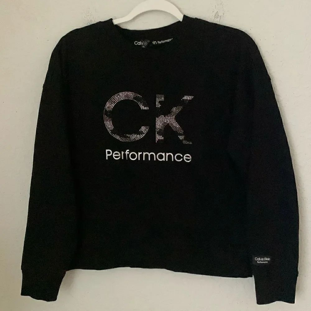 Calvin Klein Performance Black Embellished Long Sleeve Women’s Sweater Size S